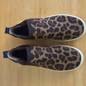 Rothy's The Chelsea Wildcat Leopard High Top Sneaker Shoes Brown Black 6.5